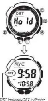 CASIO Pro Trek PRG-240-1ER - To specify standard time or daylight saving time (DST) for a city - 1