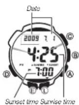 CASIO Pro Trek PRG-240-1ER - To view the sunrise/sunset time for a particular date - 1