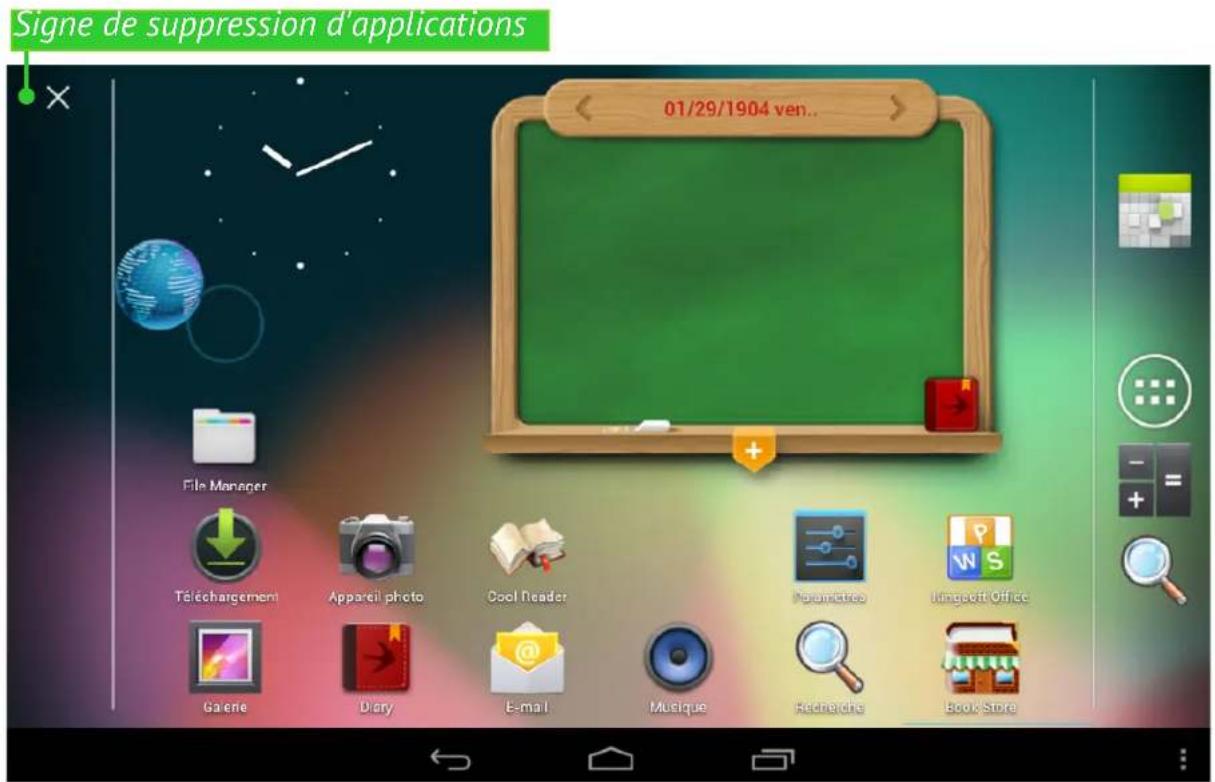 Signe de suppression d'applications 01/29/1904 ven.. File Manager Téléchargement Appareil photo Cool Reader Gaene Diary E-mail Musique Paramètres Lingosoft Office Redrecherche Book Store