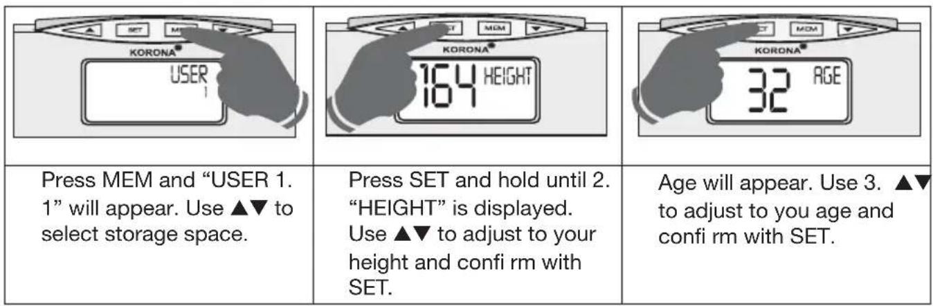 KORONA KFW 1303 - Setting user data - 1