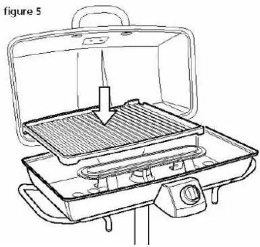 Line drawing of a portable stove with a grater inside, showing heat transfer from a tray to a stove (no text or symbols)