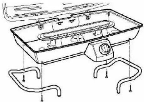 Technical line drawing of a car interior with handlebars and ventilation ducts (no text or symbols)