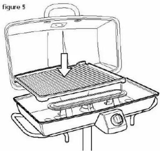 Line drawing of a portable stove with a grater inside, showing heat transfer from a tray to a stove (no text or symbols)