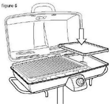 Line drawing of a portable electric cooker with open lid and side panel, no text or symbols present