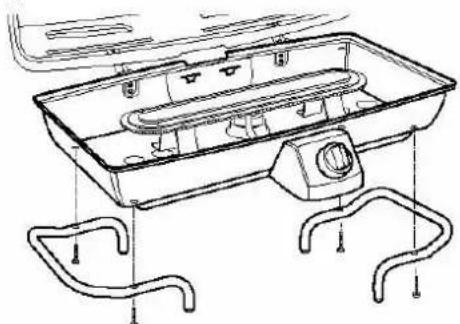 Line drawing of a car interior with handlebars and ventilation ducts (no text or symbols)