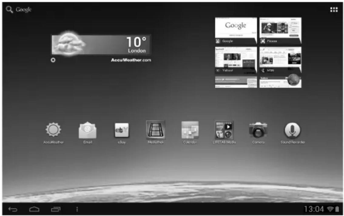 Google 10° London AccuWeather.com AccuWeather Email eBay Mediatek Calendar LIFETAB Media Camera SoundReorder
