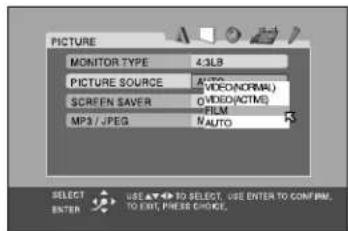 JVC TH-A55 - Press Cursor ▼/▲ repeatedly to select the desired option. - 1