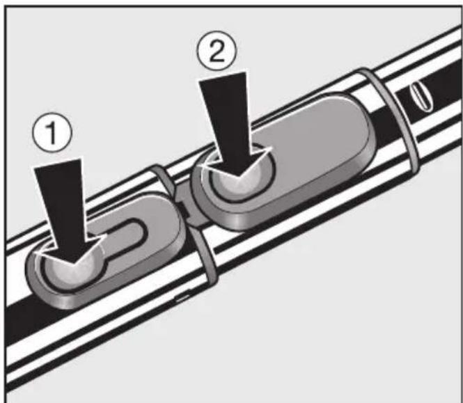 Diagram of a mechanical component with numbered parts, likely illustrating a turning or disassembly process.