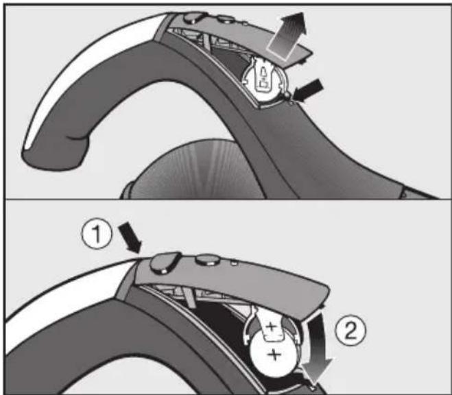 Diagram illustrating a mechanical device with labeled steps ① and ② showing motion directions and components.