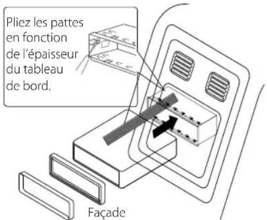 Pliez les pattes en fonction de l'épaisseur du tableau de bord. Façade
