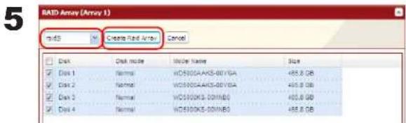RAID Array (Array 1) mids Create Rand Array Cancel Disk Disk mode WDS002A-AKS-00YGA 465.0 GB Disk 1 Normal WDS002A-AKS-00YGA 465.0 GB Disk 2 Normal WDS002K3-00YNBO 465.0 GB Disk 3 Normal WDS002K3-00YNBO 465.0 GB Disk 4 Normal WDS002K3-00YNBO 465.0 GB