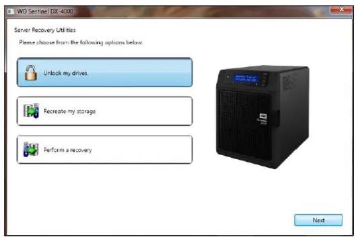 WESTERN DIGITAL Sentinel DX4000 12TB - To create an unlock key: - 1