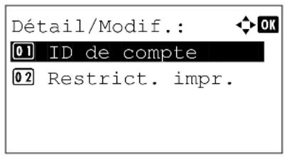 KYOCERA FS-4300DN/KL3 - Détail/Modif. (Vérification/modification des paramètres d'ID de compte enregistré) - 3