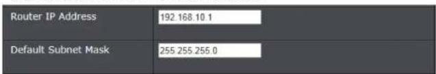Router IP Address 192 168.10.1 Default Subnet Mask 255 255.255.0