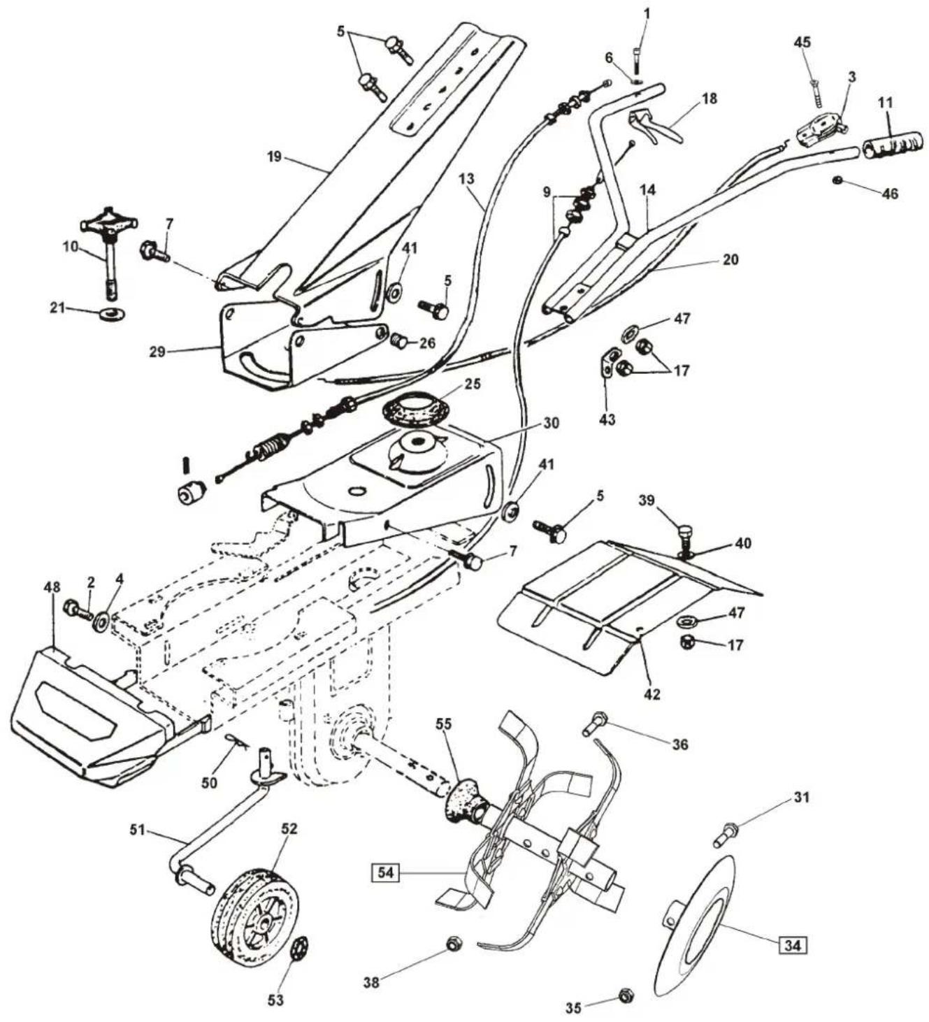 Technical diagram of a mechanical assembly with numbered components for identification