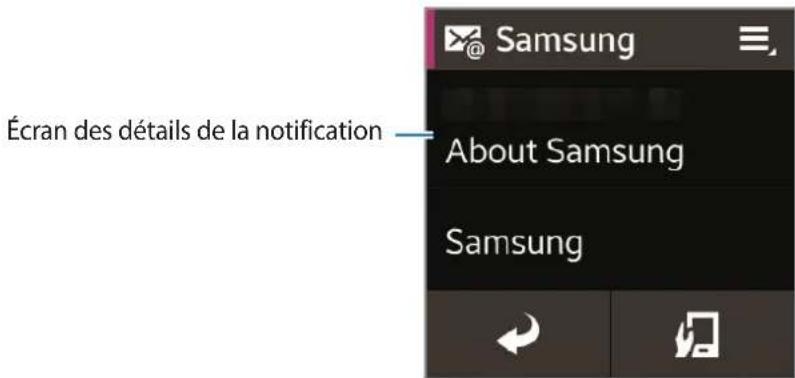 Écran des détails de la notification About Samsung Samsung