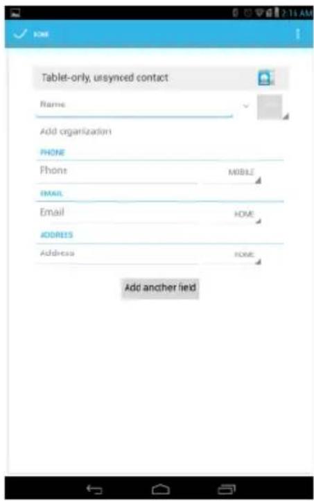 DELL Venue 7 - Créer un contact - 1