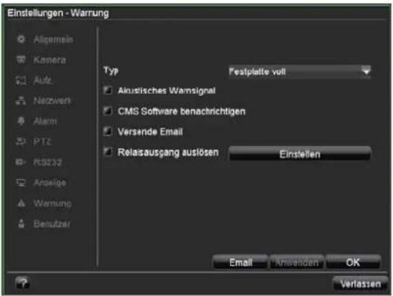 ABUS TVVR41110 - Einstellungen: Warnung - 1