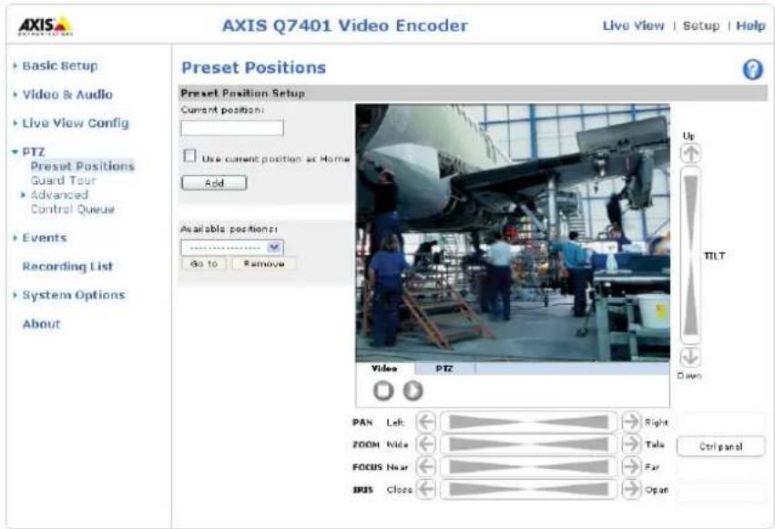 AXIS Q7406 - PTZ configuration - 1