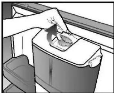 Illustration of a hand placing a coin into a trash bin with an arrow indicating rotation (no text or symbols)