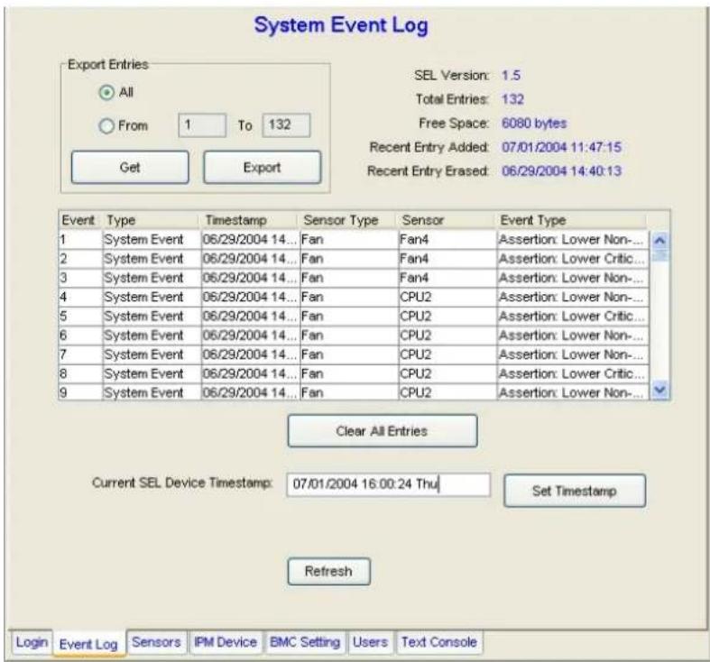 Supermicro IPMI 2.0 Card - System Event Log - 1