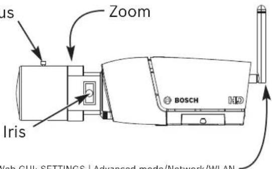 US Zoom Iris BOSCH HD Web GUI: SETTINGS | Advanced mode/Network/WLAN