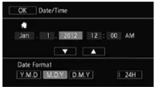 CANON Vixia HF M52 - Setting the Date and Time - 1
