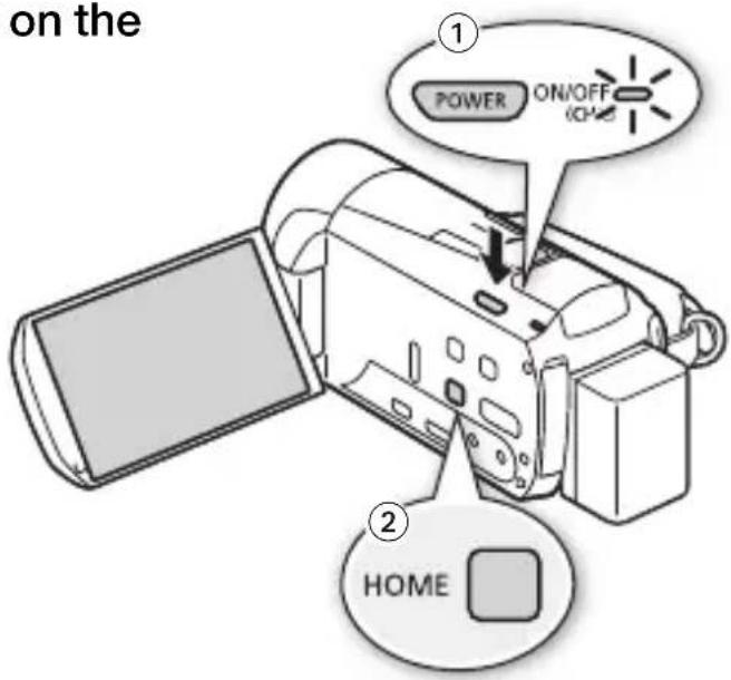 CANON Vixia HF M52 - Press POWER to turn on the camcorder. - 1
