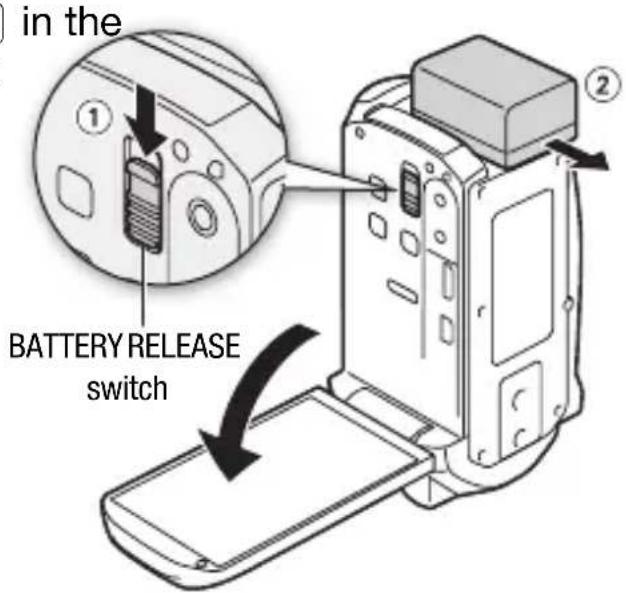 CANON Vixia HF M52 - To remove the battery pack - 1