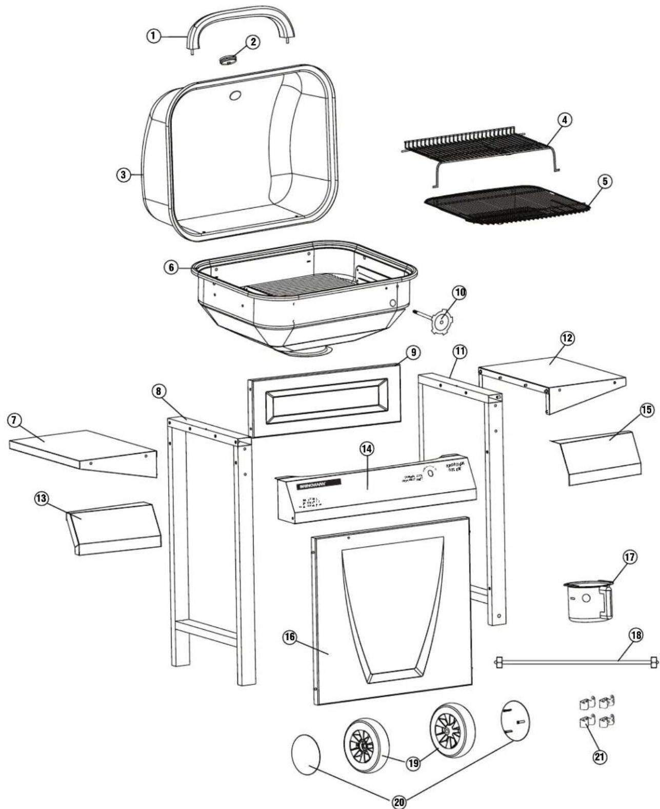 Brinkmann Charcoal Grill - LISTA DE PARTES: - 1