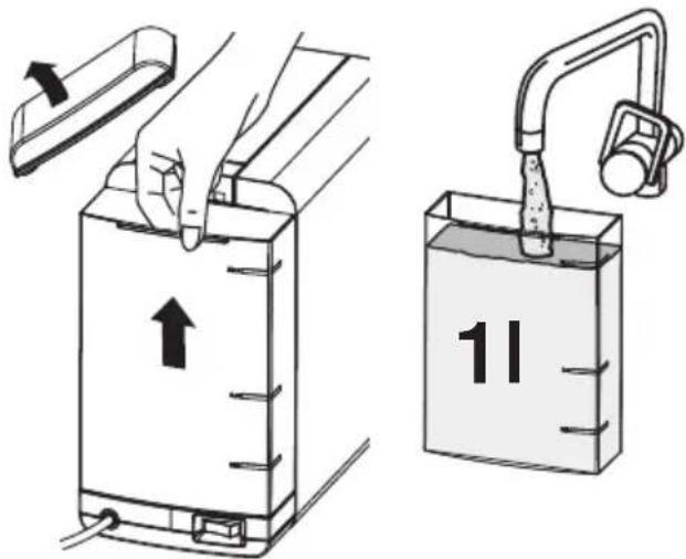 Cremesso Compact manual - Filling the water tank (Details → page: 9) - 1