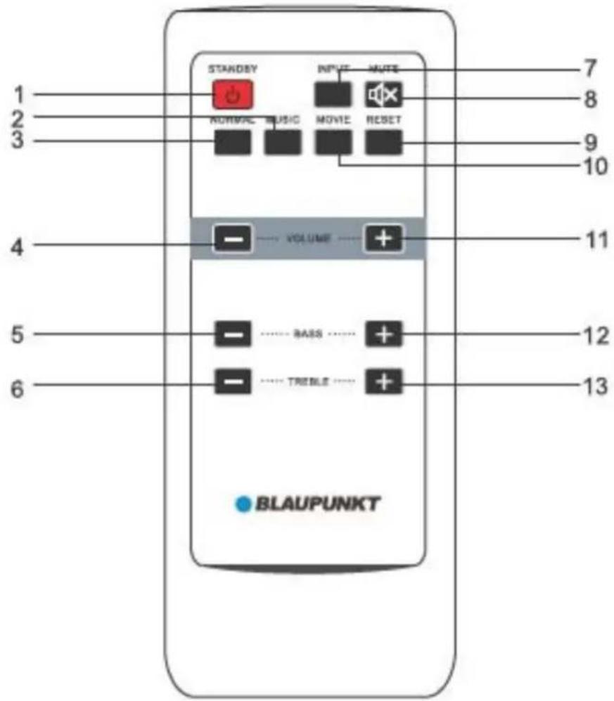 STANDSY INPUT HUTE NORMAL MUSIC MOVIE RESET VOLUME BASS TREELE BLAUPUNKT