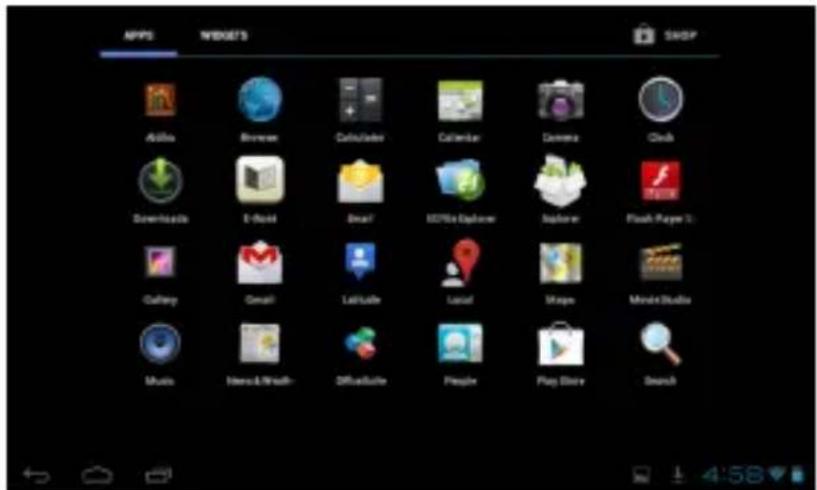 APPS WIDGETS SHOP Adobe Browse Calculator Calendar Damera Clock Downloads E-Host Excel STUDIO Explorer Explorer Flash Player 1 Gallery Gmail LabSuite Local Maps Mobile Double Multi News & Watch- Off Platform Preview Play Store Search