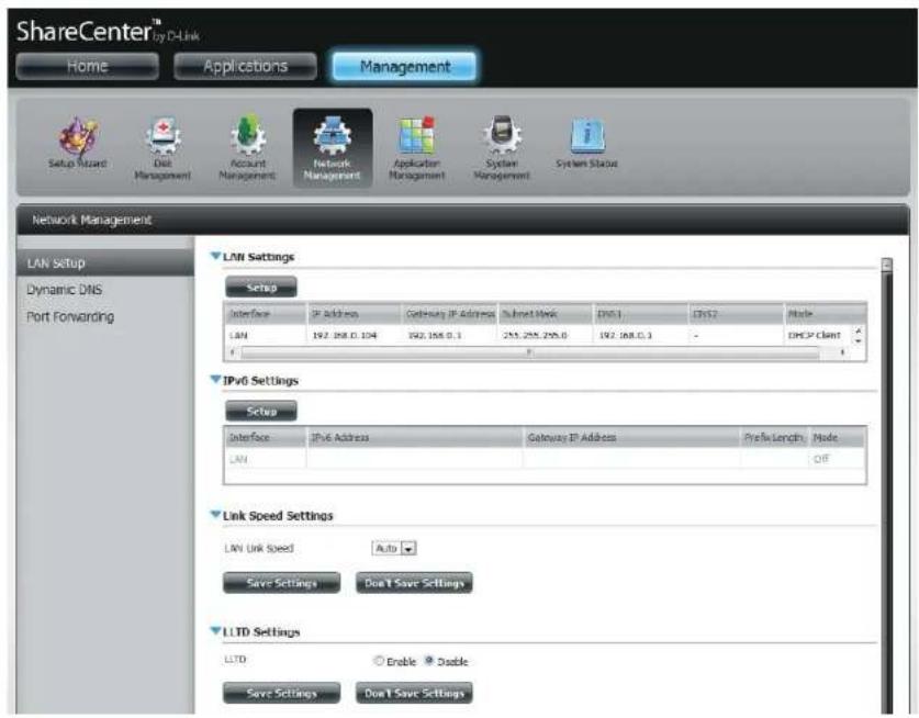 D-LINK DNS-320LW - LAN Setup - 1