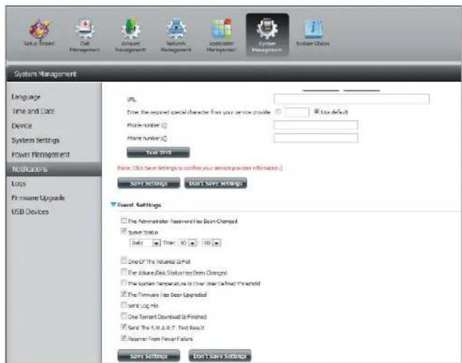 D-LINK DNS-320LW - Event Settings - 1