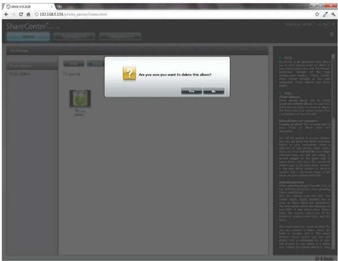 D-LINK DNS-320LW - Deleting the Albums - 1