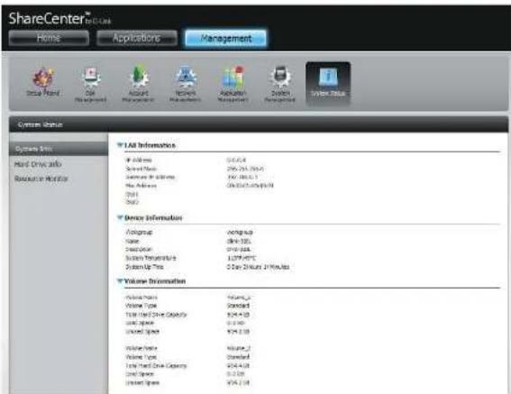 D-LINK DNS-320LW - Click System Status and then System Info - 1