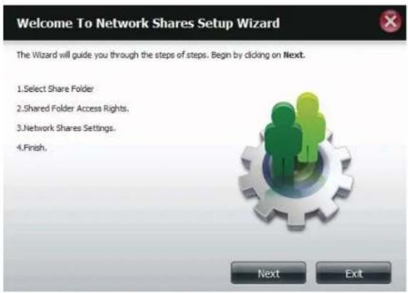 D-LINK DNS-320LW - Add/Modify Network Shares Wizard - 1