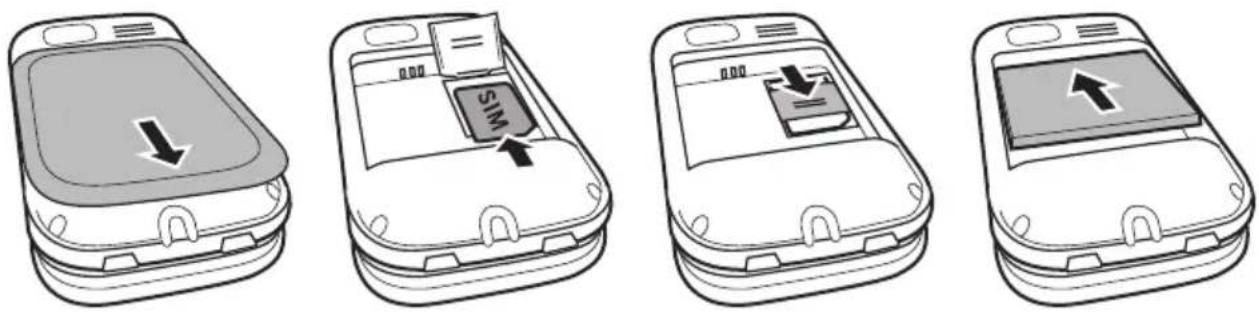 DORO PhoneEasy 409gsm - Installing the SIM card and battery - 1