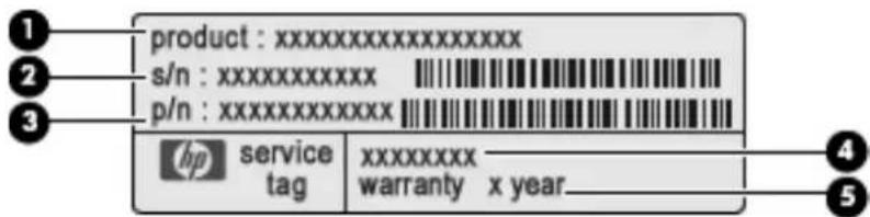 HP Mini 110-1190eo - Service tag - 1