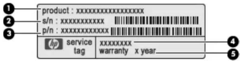 HP Mini 110-1190eo - Service tag - 1