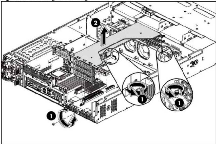 HP ProLiant DL180 G6 - To remove the PCI cage: - 1