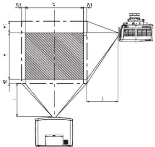 MITSUBISHI XD1000U - Screen size and projection distance - 2