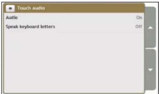 Touch audio Audio On Speak keyboard letters Off