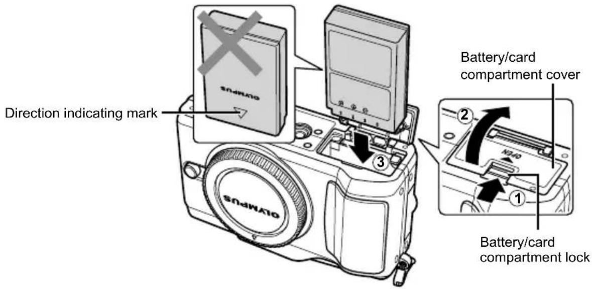OLYMPUS PEN E-PL2 - Loading the battery. - 1