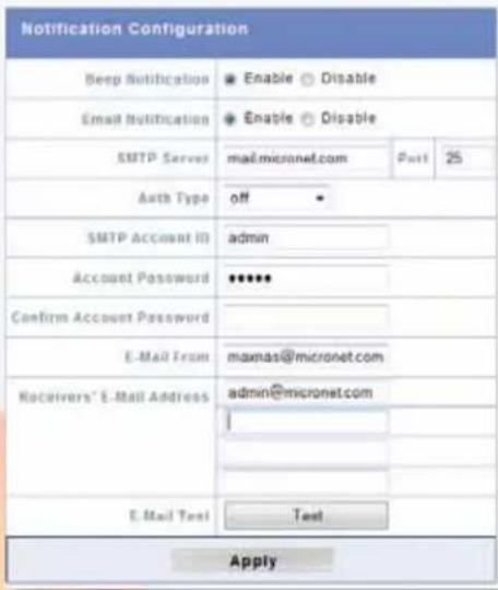 Micronet MaxNAS - Remote Notification Configuration - 1