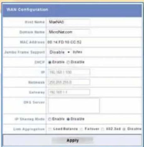 Micronet MaxNAS - LAN1 Configuration - 1