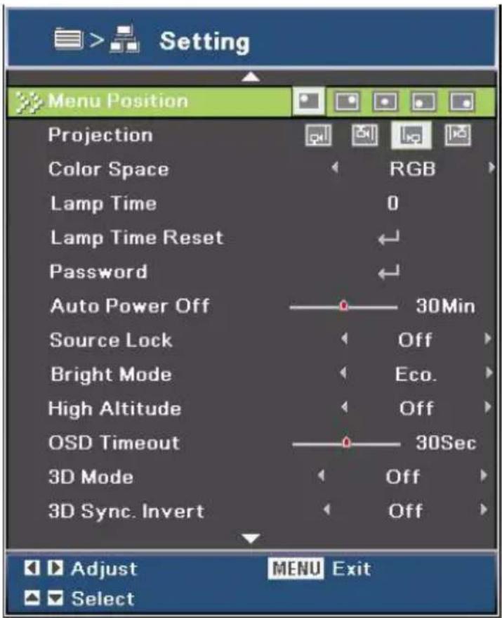 OPTOMA TS551 - Setting - 1