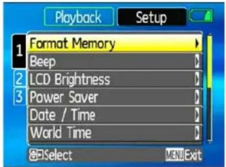 GE A1050 - Setup menu - 1