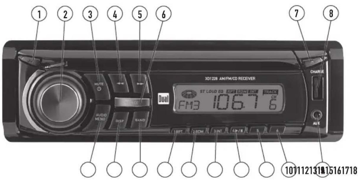 DUAL XD1228 - Control Locations - 1